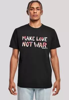 Футболка с принтом WOODSTOCK MAKE LOVE NOT WAR FLORAL F4NT4STIC, черный