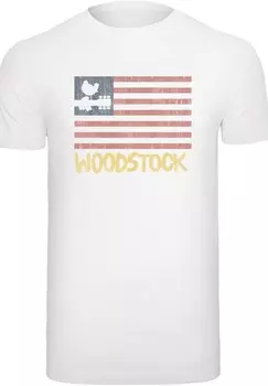 Футболка с принтом WOODSTOCK USA FLAG F4NT4STIC, белый