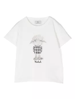 Футболка с принтом Woolrich Kids, белый