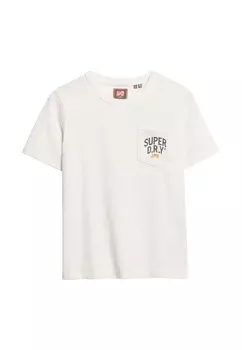 Футболка с принтом WORKWEAR EMBROIDER Superdry, кремовый