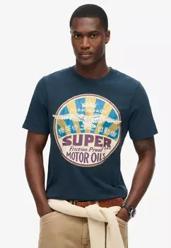 Футболка с принтом WORKWEAR GASOLINE GRAPHIC Superdry, синий