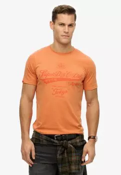 Футболка с принтом WORKWEAR WASHED Superdry, оранжевый