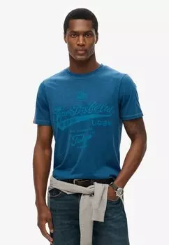 Футболка с принтом WORKWEAR WASHED Superdry, синий