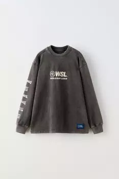 Футболка с принтом wsl ZARA, черный