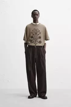 Футболка с принтом x nanushka ZARA, коричневый