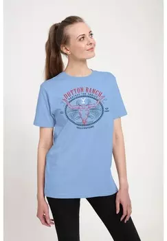 Футболка с принтом YELLOWSTONE SKULL Henry Tiger, светло-голубой