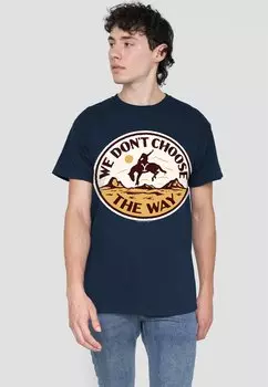 Футболка с принтом YELLOWSTONE WE DON T CHOOSE THE WAY BUCKING BRONCO Cotton Soul, темно-синий