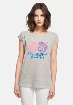 Футболка с принтом YOU HAD ME AT ALOHA F4NT4STIC, серый