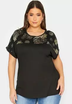 Футболка с принтом Yours Clothing, черный