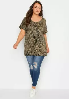 Футболка с принтом Yours Clothing, коричневый