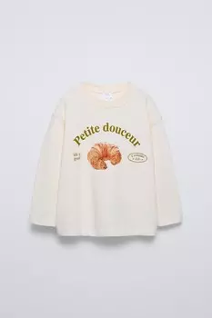 Футболка с принтом ZARA, экрю