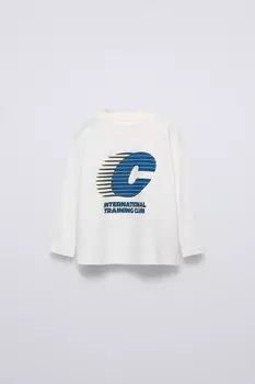 Футболка с принтом ZARA, экрю