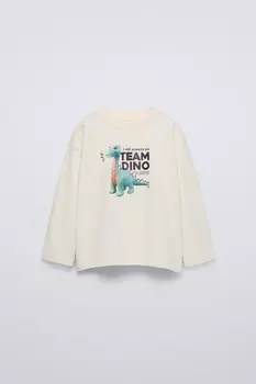 Футболка с принтом ZARA, экрю