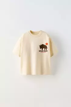 Футболка с принтом ZARA, экрю