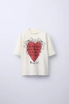 Футболка с принтом ZARA, экрю