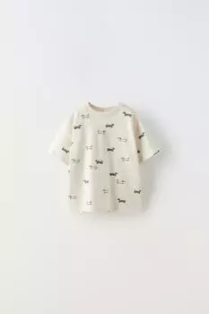 Футболка с принтом ZARA, белый