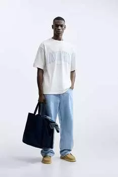 Футболка с принтом Zara, белый