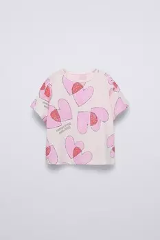 Футболка с принтом ZARA, белый