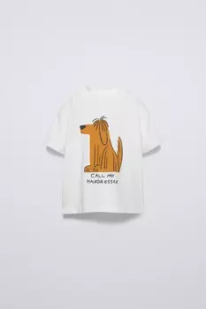Футболка с принтом ZARA, белый