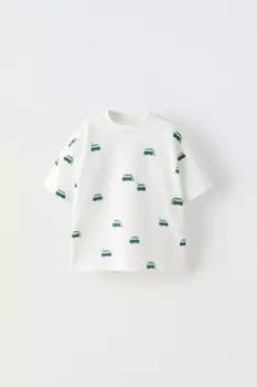 Футболка с принтом ZARA, белый