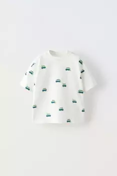 Футболка с принтом ZARA, белый