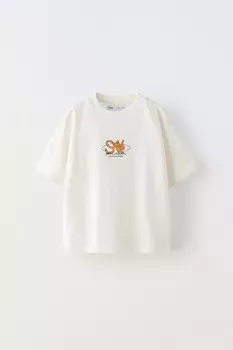 Футболка с принтом ZARA, белый
