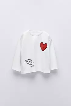 Футболка с принтом ZARA, белый