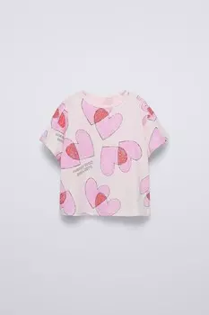 Футболка с принтом ZARA, белый