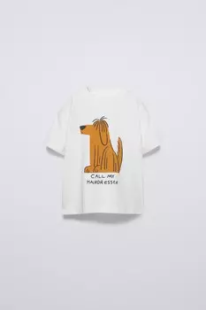 Футболка с принтом ZARA, белый