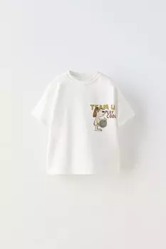 Футболка с принтом ZARA, белый