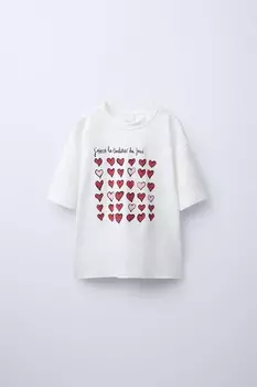 Футболка с принтом ZARA, белый