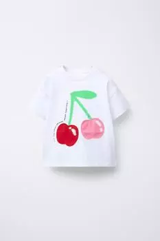Футболка с принтом ZARA, белый