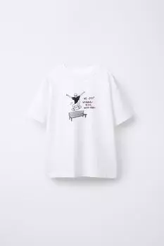 Футболка с принтом ZARA, белый