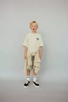 Футболка с принтом ZARA, бежевый
