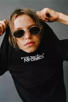 Футболка с принтом ZARA, черный