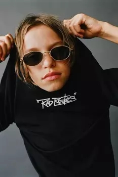 Футболка с принтом ZARA, черный