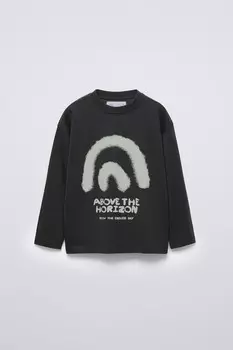 Футболка с принтом ZARA, черный