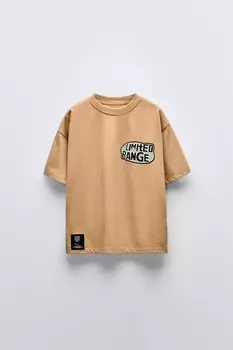 Футболка с принтом ZARA, цвет mid-camel