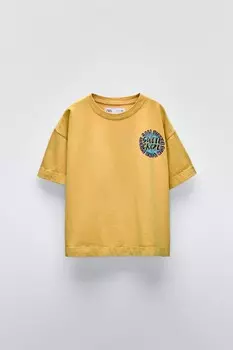 Футболка с принтом ZARA, цвет mustard