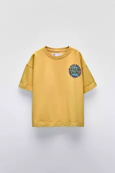 Футболка с принтом ZARA, цвет mustard