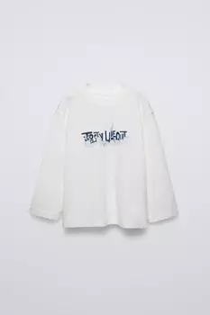 Футболка с принтом ZARA, цвет oyster/white