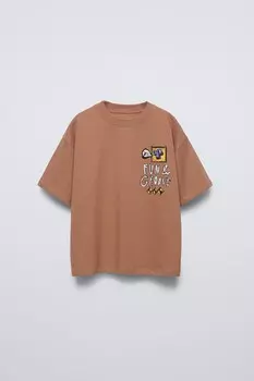Футболка с принтом ZARA, цвет toffee