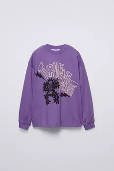 Футболка с принтом ZARA, фиолетовый