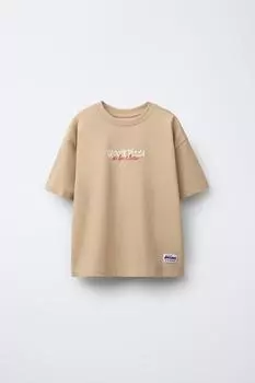 Футболка с принтом ZARA, кэмел