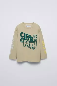 Футболка с принтом ZARA, песочный