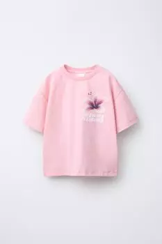 Футболка с принтом ZARA, розовый