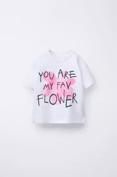 Футболка с принтом ZARA, розовый