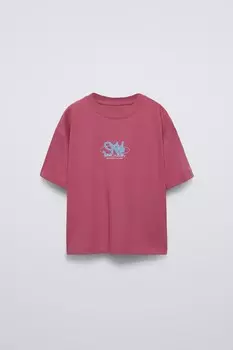 Футболка с принтом ZARA, розовый/лиловый