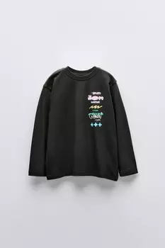 Футболка с принтом ZARA, серый