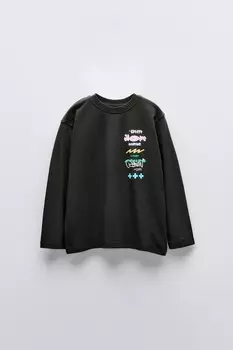 Футболка с принтом ZARA, серый